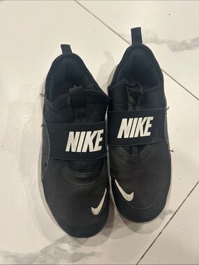 Nike Kids Black Slip-On Sneakers with White Swoosh